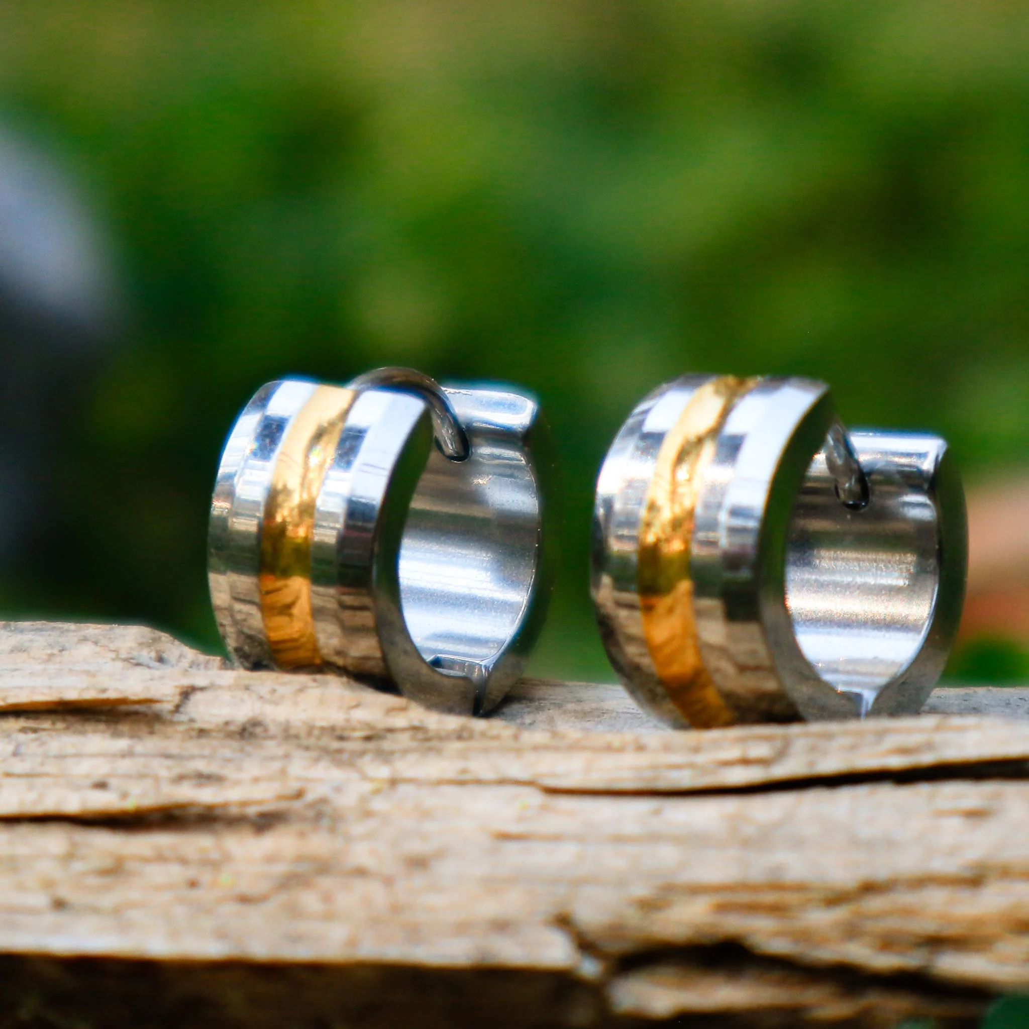Two-Tone Huggies Earrings